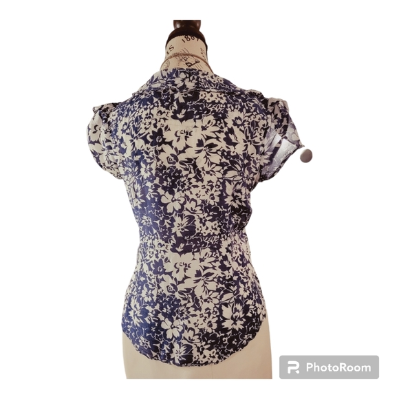 Banana Republic Silk Blend Blue Tones Blouse - Picture 3 of 7